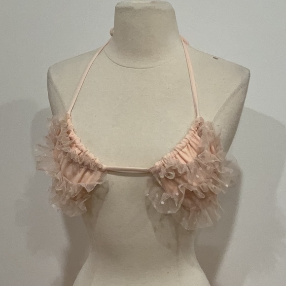 NWT CHIO Elegant Cream Ruffle Bikini Set – Luxury Swimwear like LoveShackFancy - Picture 6 of 9